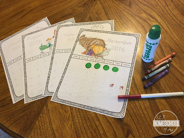 2016-17 Trace the Numbers Printable Calendar