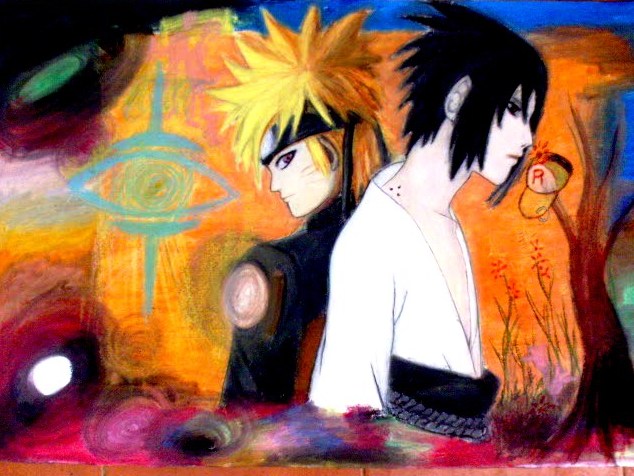 BELAJAR MEMADUKAN WARNA ,lukisan NARUTO SENI DAN