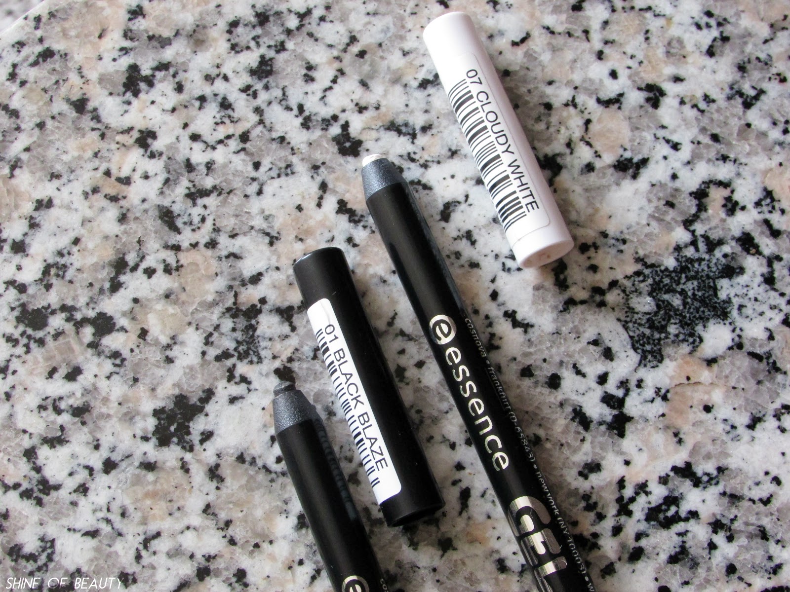 Essence GEL waterproof eye pencils 01 Black Blaze & 07 Cloudy White