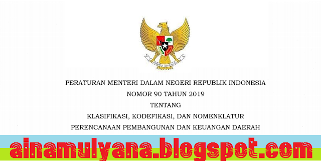 PERMENDAGRI NOMOR 90 TAHUN 2019 TENTANG KLASIFIKASI, KODEFIKASI, DAN