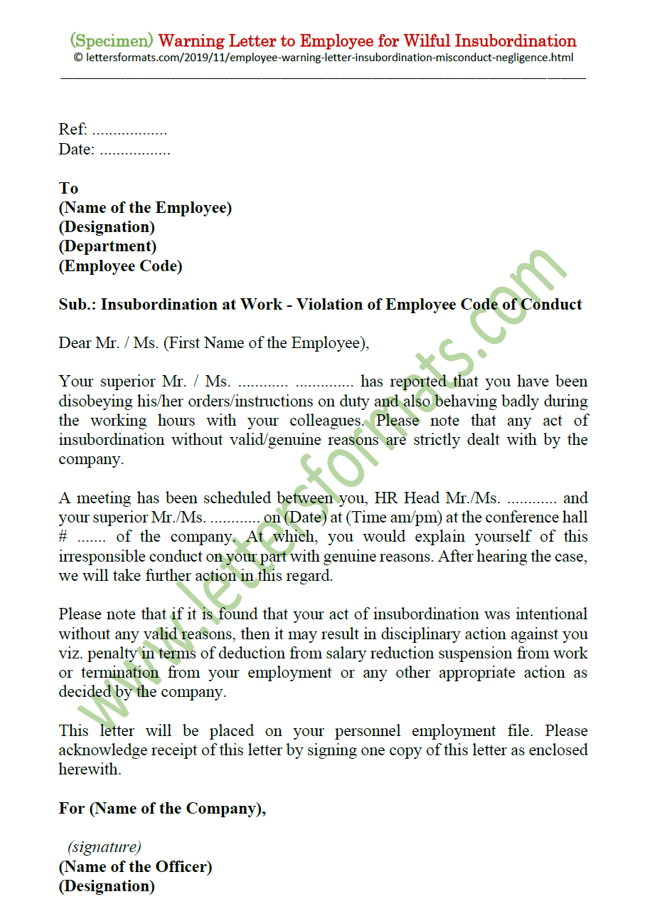how to write an insubornation letter how to write an insubornation letter