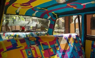 Fabric painting Mumbai taxi