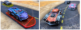 Image showing Car Wars 6e miniatures on a play mat