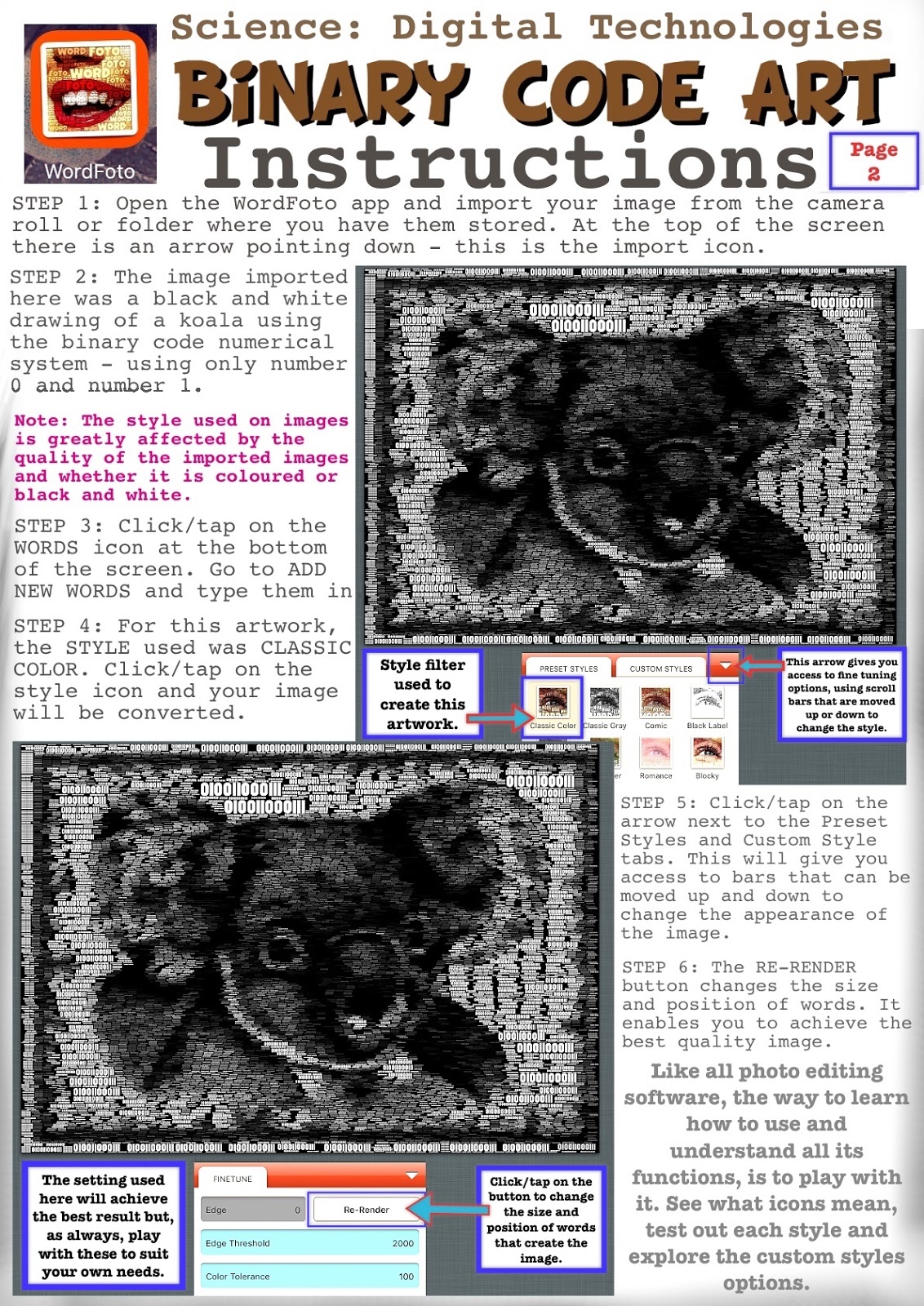 BINARY CODE DRAWING Year 4/5 Science Digital Technologies.