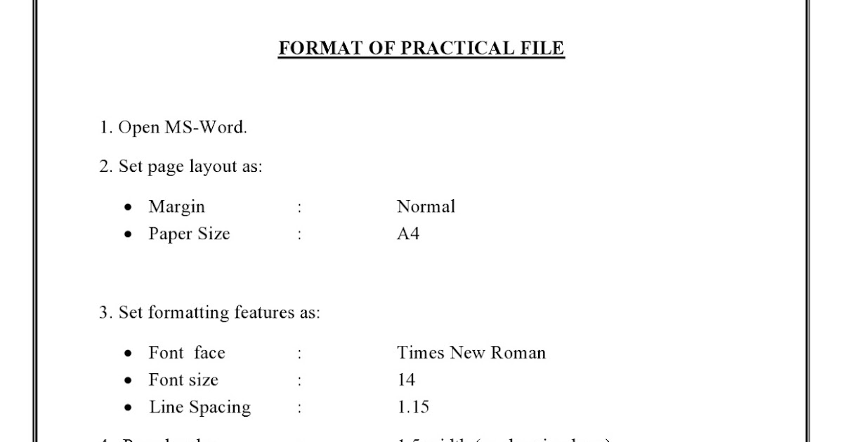 An Informatory Blog For Students: FORMAT OF PRACTICAL FILE CLASS-XII CS ...