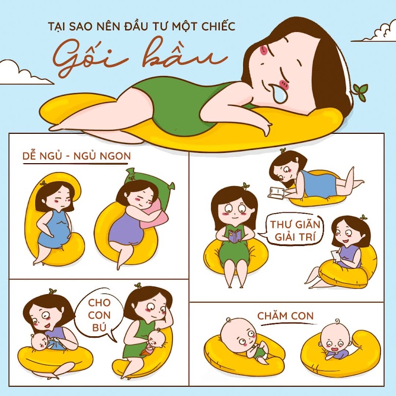 [A159] Mẹ yên tâm ngủ ngon với gối bầu đậu khuyết thông minh