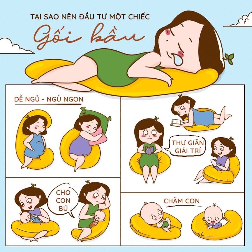 [A159] Siêu phẩm gối cho bà bầu mà các mẹ nên có - Gối bầu đậu khuyết