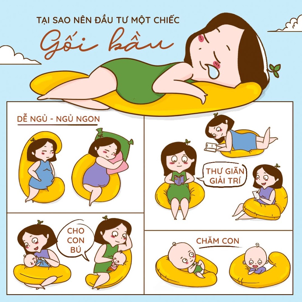 [A159] Gối đa năng Bà Bầu thương hiệu nào tốt nhất, không gây đau cổ vai gáy