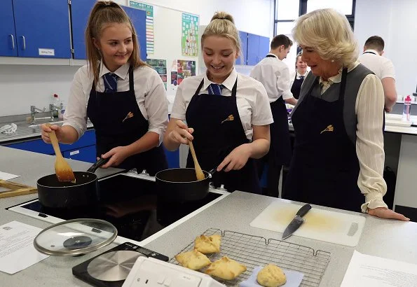 The Duchess of Cornwall visited Alford Community Campus in Scotland and met schoolchildren who use the centre.