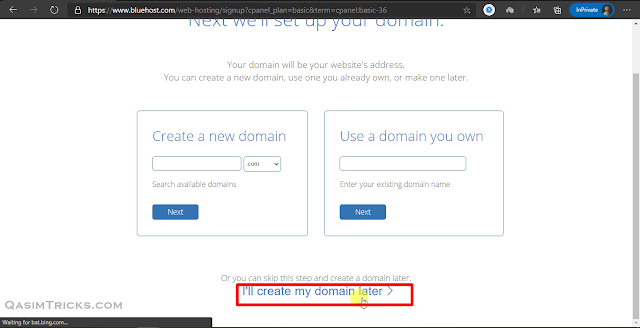 create free domain name bluehost