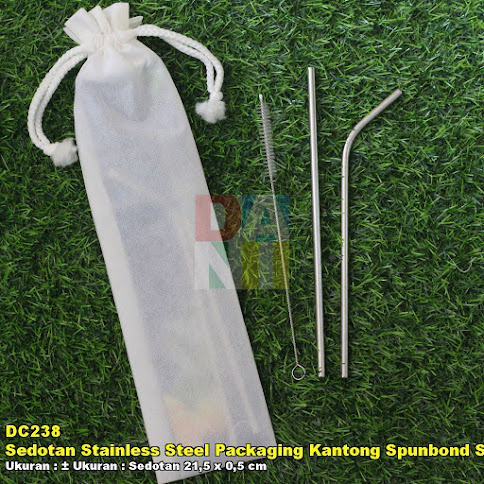 Sedotan Stainless Steel Packaging Kantong Spunbond Serut