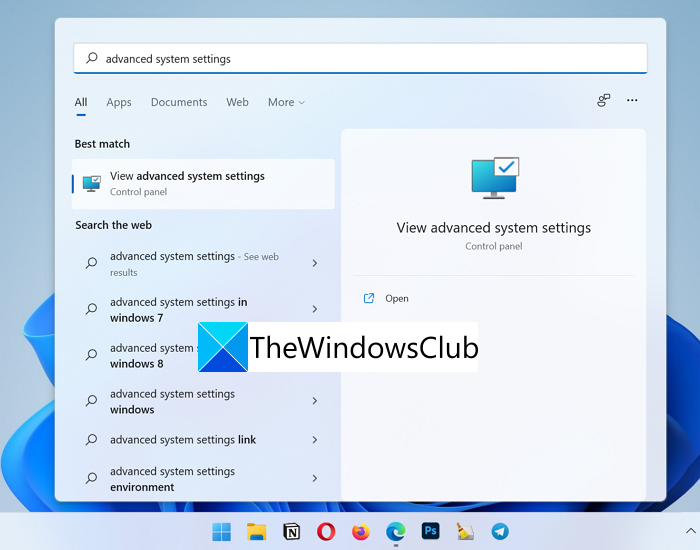 Configuración avanzada del sistema Windows 11