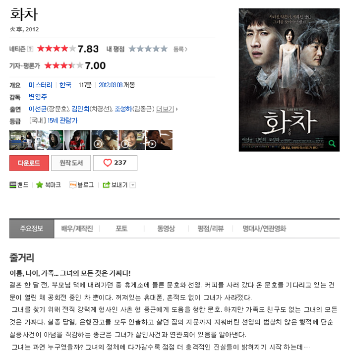 한국영화: 영화 화차 토렌트 다운로드 / 화차 다시보기 감상