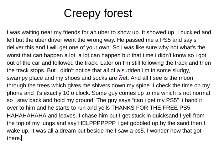 creepy forest description creative writing