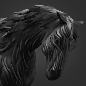 03-Black-Horse-Maxim-Shkret-Digital-Origami-Animal-Art-www-designstack-co