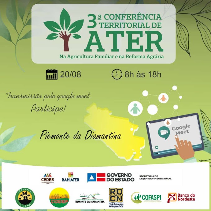 Terceira Conferência Territorial de ATER acontece nessa sexta 20/08 no Piemonte da Diamantina