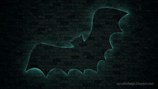 Smoky Green Horror Silhouette Bat On Dark Green Brick Tiles Wall Texture Background