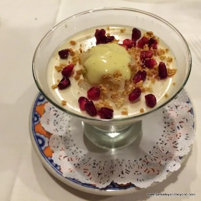 egg nog panna cotta at Fattoria e Mare in Burlingame, California