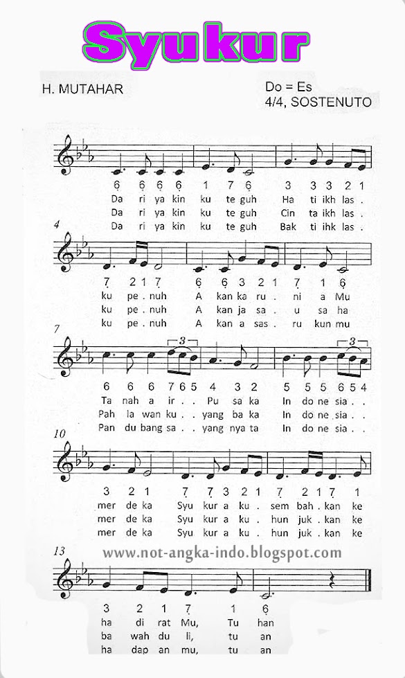 Lirik Lagu Wajib Nasional Syukur