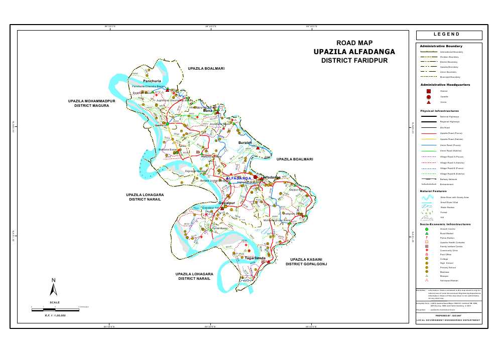 Alfadanga Upazila Road Map Faridpur District Bangladesh