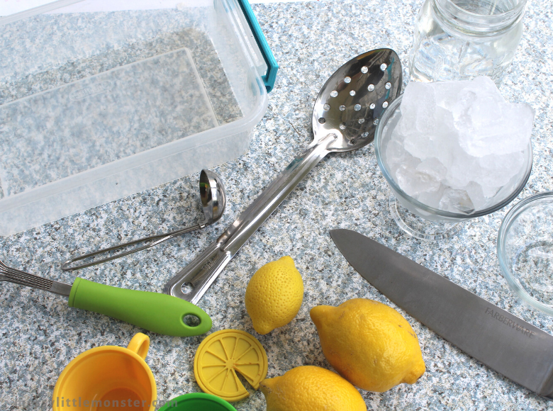 Ice and Lemon Summer Water Play Messy Little Monster