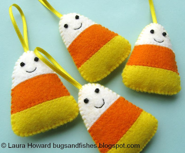 Cute felt candy corn ornaments