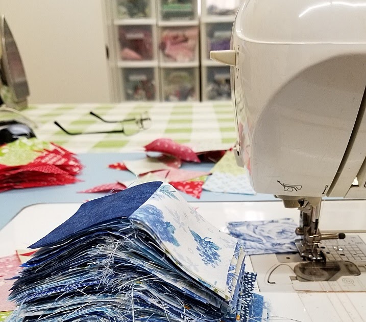 Podunk Pretties Quilting Progress with Leaders and Enders