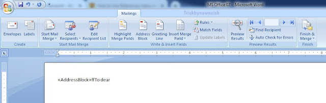 Mailings Tab in MS Word