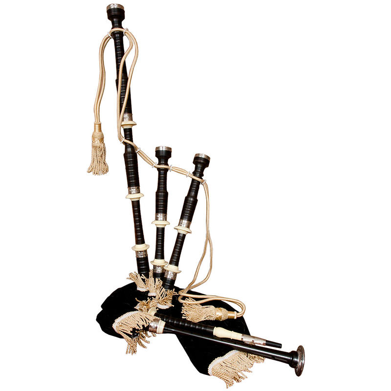 EBONY BAGPIPE WITH BLACK COVER FULL SIZE