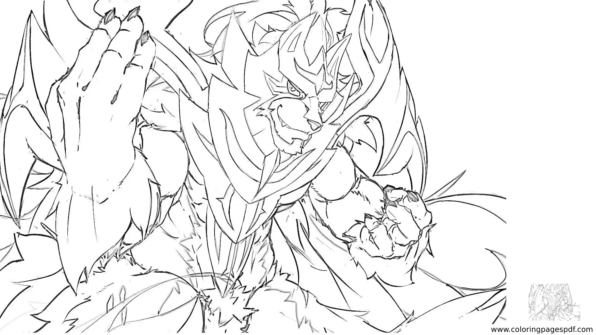 Coloring Page Of Zacian In A Fighting Stance