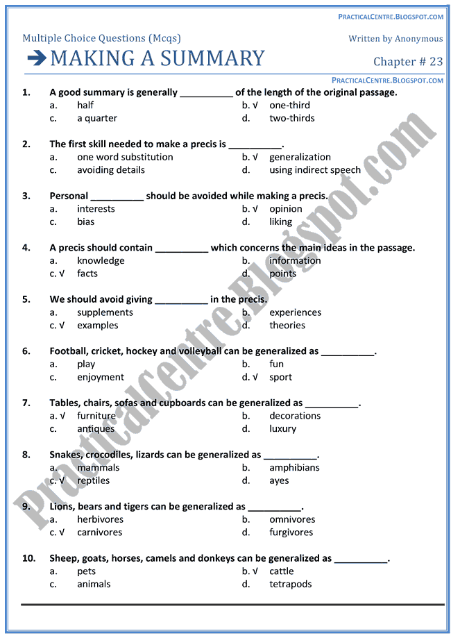 making-a-summary-mcqs-multiple-choice-questions-english-x