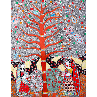 Madhubani Paintings - Under The Canopy Of The Bridal Tree