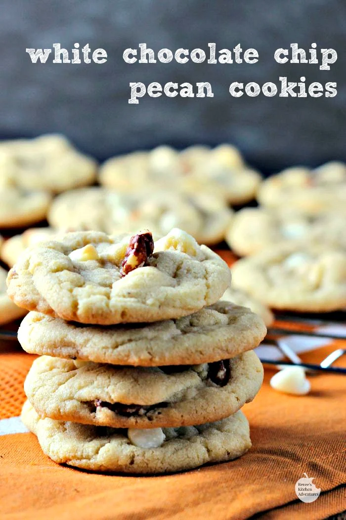 White Chocolate Chip Pecan Cookies | by Renee's Kitchen Adventures - Yummy buttery drop cookies that need to be in your cookie jar today! 