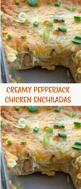 CREAMY PEPPERJACK CHICKEN ENCHILADAS - Foodahead.com