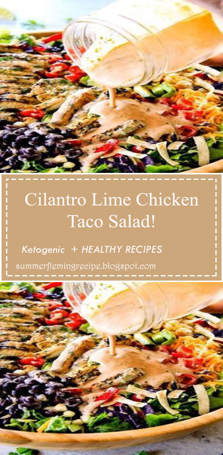 I couldn't stop eating this Cilantro Lime Chicken Taco Salad! Its bursting with tender, juicy chicken and the sweet & tangy Creamy Baja Catalina Dressing is out of this world delicious! This combo is pure heaven!