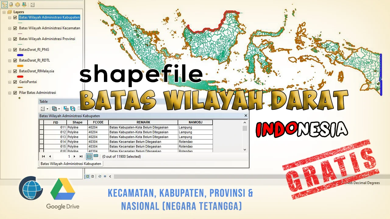 Shapefile Batas Wilayah Darat Indonesia Lengkap