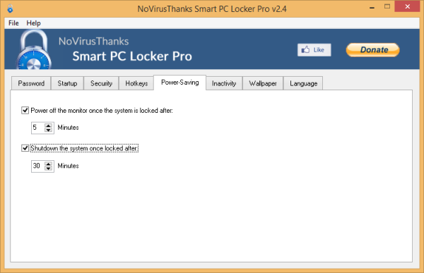 Smart PC Locker Pro Энергосбережение