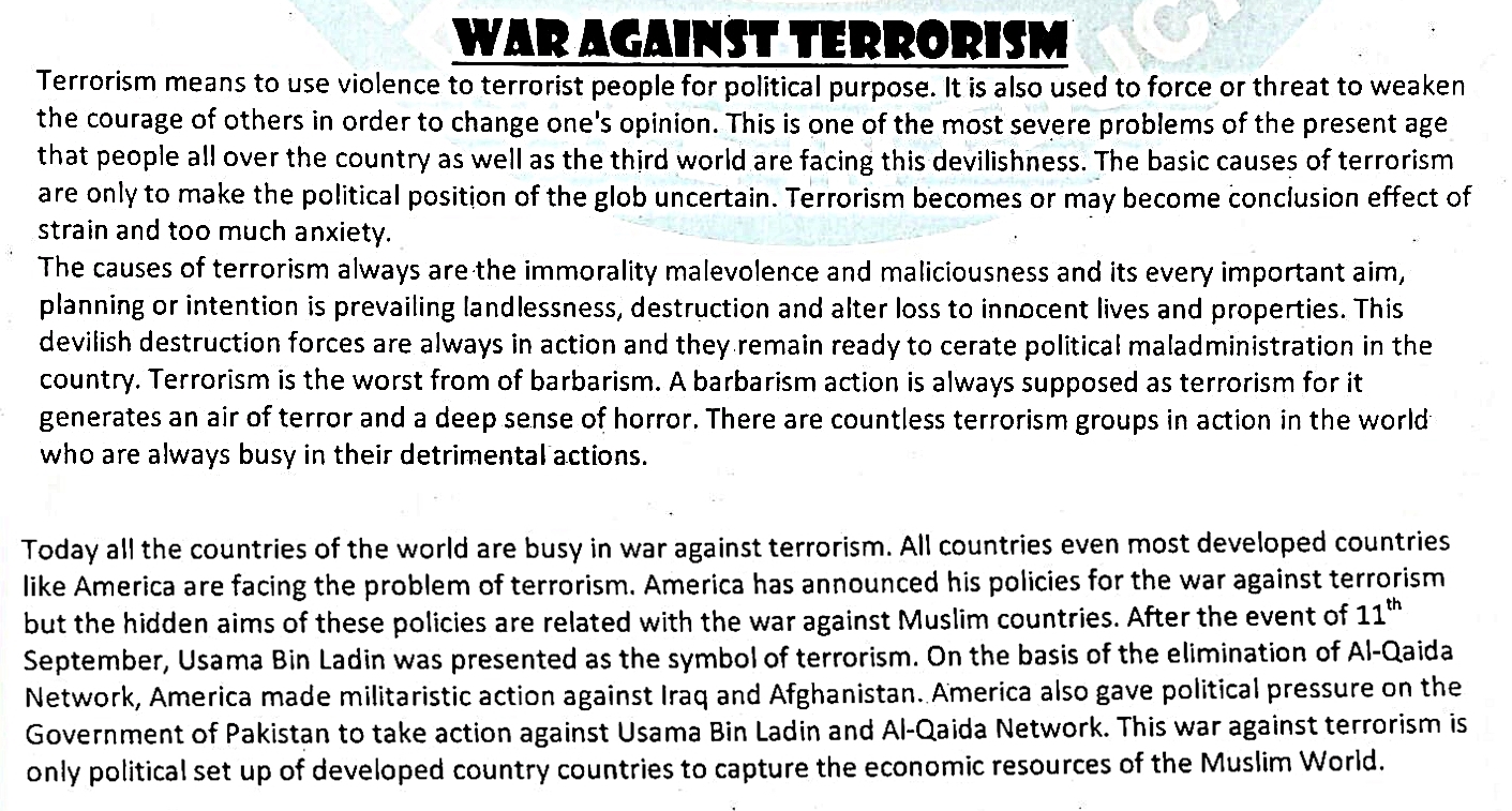 essay on war on terror