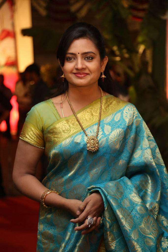 Beautiful Telugu Actress Indraja Photos In Traditional Blue Sari