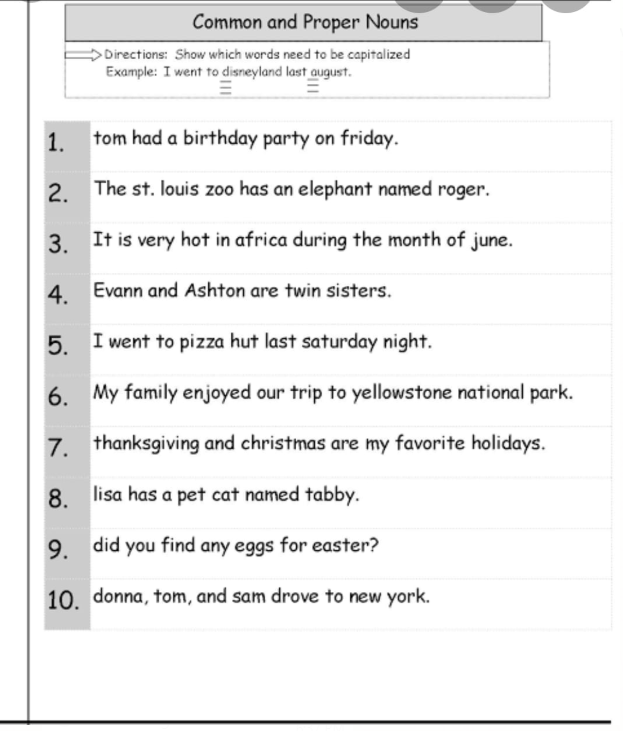 STARS OF PIS AHMEDABAD STD II English HW Common Noun and Proper Noun