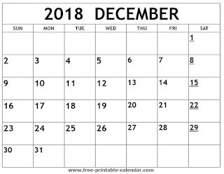 Free Printable Calendar December 2018 Free Printable Calendar December 2018