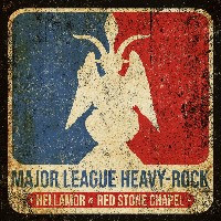 pochette HELLAMOR vs RED STONE CHAPEL major league heavy rock, split album 2021