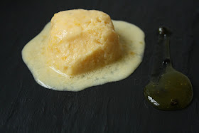 Mango and Passionfruit sorbet made from Actimel mango and passionfruit yogurt with passionfruit syrup