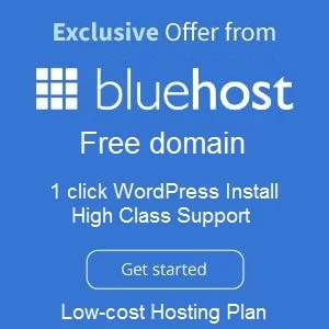 BlueHost - free domain, one click wordpress install and high class support