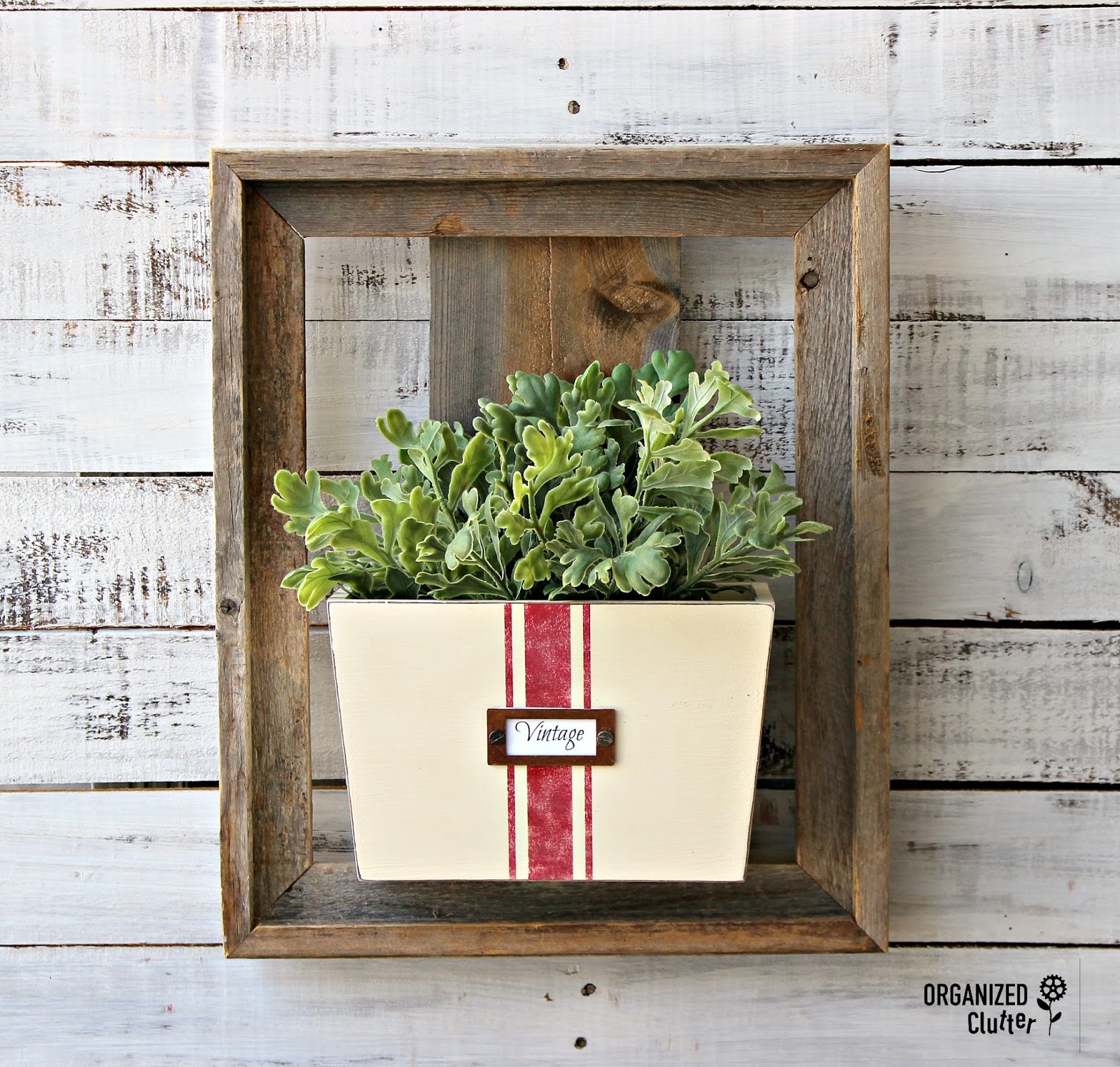 Thrift Shop Wooden Wall Bin & Barn Wood Frame Project Organized Clutter