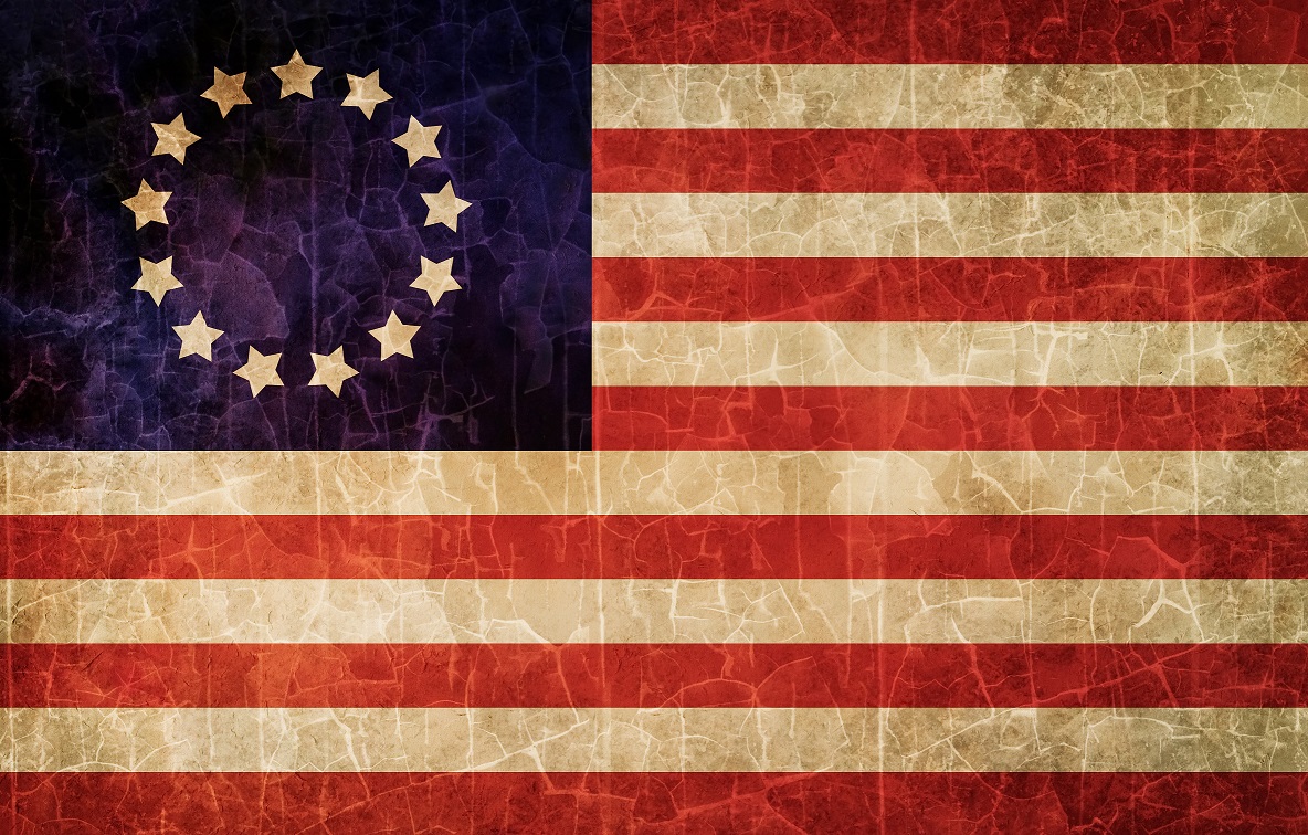 The flag sewn by Betsy Ross at the time of our war of independence ~