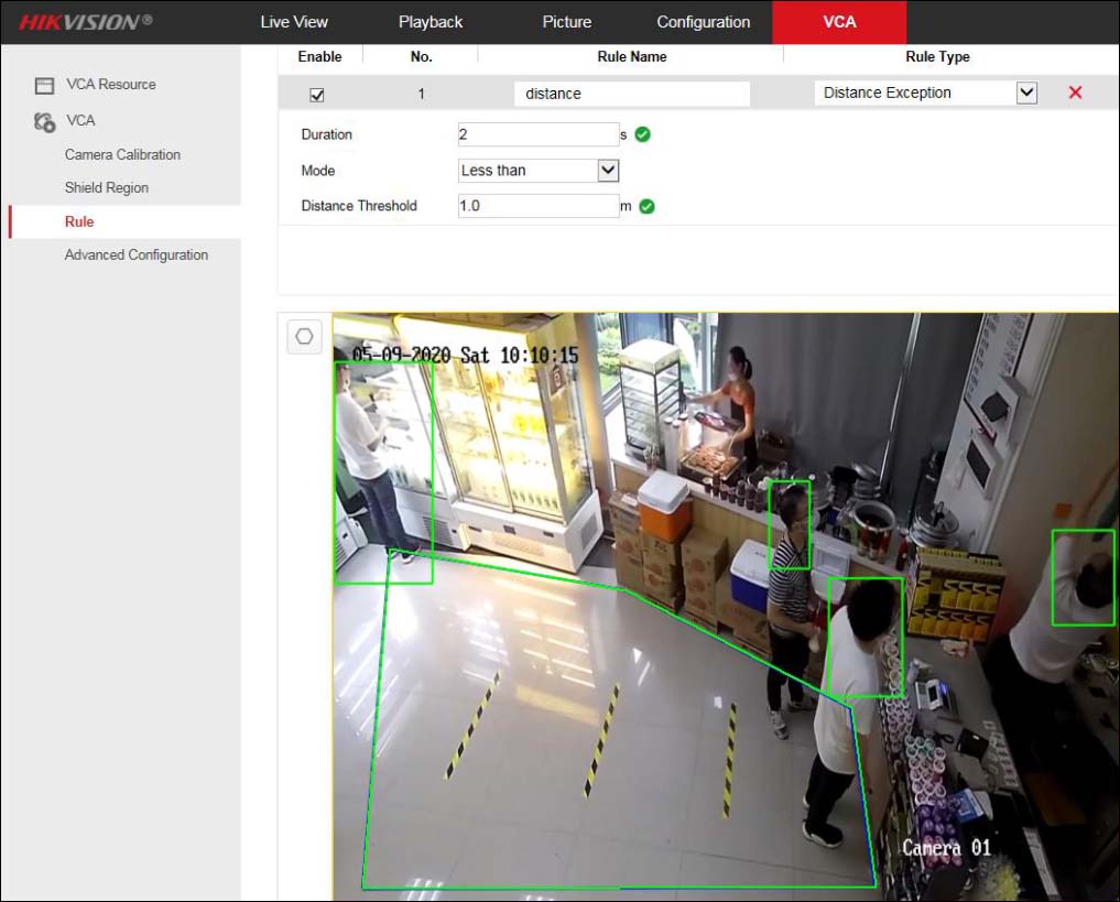 How to configure Hikvision Distance Exception function