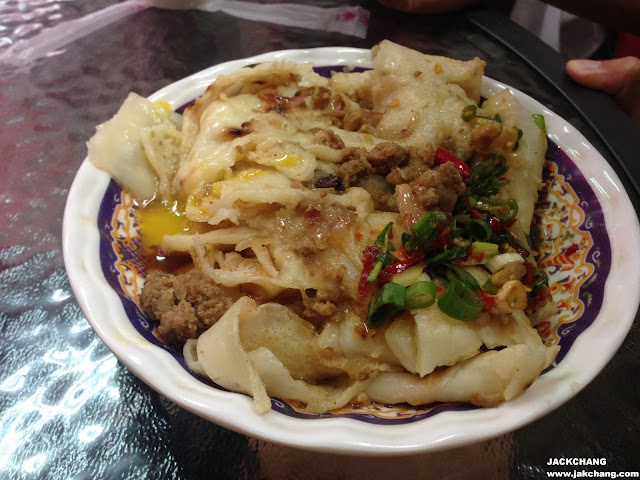 Fried pancakes with half-boiled eggs